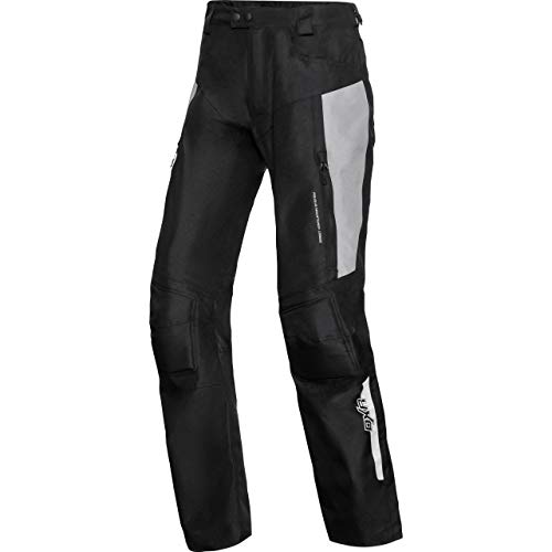 DXR 122-164 - Pantalones de motorista para niños, con cremallera de unión, 2 bolsillos traseros, bolsillos para rodilleras y caderas, protectores reequipables, color gris Negro 122-128 cm