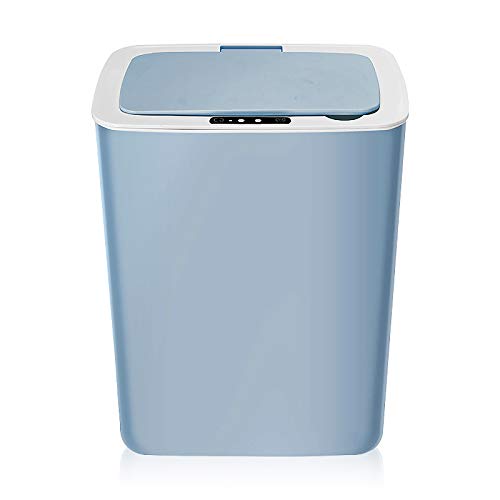 Dyna-Living - Cubo de basura con tapa automática (plástico ABS + PP), 14 litros, color azul