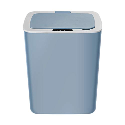 Dyna-Living Cubo de basura con tapa, para cocina con sensor automático, cubo de basura de baño, resistente al olor, plástico (ABS + PP), 14 L, color azul