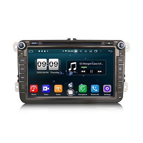 ERISIN 8 Pulgadas Android 10.0 Estéreo de Automóvil para VW Passat Caddy Golf Tiguan Bora Asiento Excelente Soporte GPS Sat Nav Carplay Android Auto DSP Bluetooth WiFi Dab + TPMS 8-Core