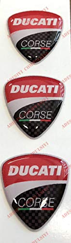 Escudo logotipo calcomanía Ducati Corse, tris adhesivos resinados efecto 3D para depósito o casco