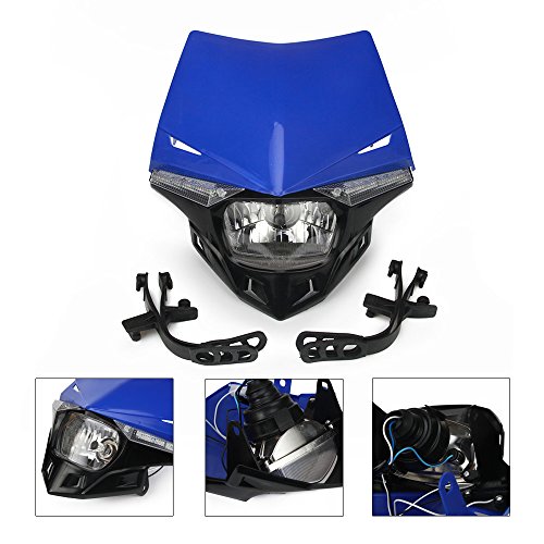 Faros delanteros universales para motocicleta, color azul, para motocicleta Yamaha YZ125 YZ250 YZ250F YZ450F WR250F WR250F WR450F Motocicleta Enduro