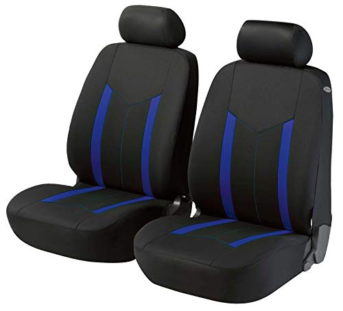 Funda de asiento de coche WALSER Hastings con cremallera, funda de asiento ZIPP-IT de coche, 2 fundas de asiento delanteras negro/azul 11796 Funda de asiento de coche WALSER Hastings con cremallera, funda de asiento ZIPP-IT de coche, 2 fundas de asiento delanteras negro/azul 11796