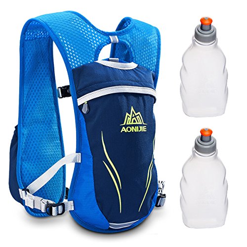 Geila Deportes al Aire Libre la Competencia de Maratón de Mochila de Hidratación con 2 Botellas de Agua (Azul)