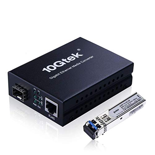 Gigabit Ethernet Fibra Convertidor de Medios LC Multimodo, Media Conversor de Fibra óptica con 1Gb Transceptor SFP SX-10/100/1000Base-Tx a 1000Base-SX, hasta 550m, con Adaptador de Corriente Europeo
