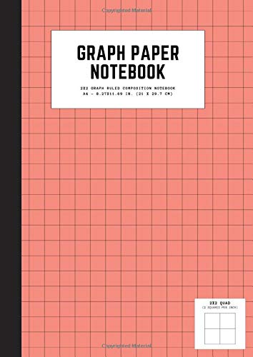 graph paper notebook: a4 8.27x11.69 cute graph paper journal | cool graph paper notebook college ruled | 2 quad ruled | 2x2 graph ruled composition notebook | coral color