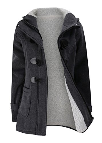 Grueso Calentar Full Fleece Forrado con Capucha Hood Hoodie Algodón Trenca Coat Capa Abrigo Jacket Cazadora Chaqueta Chamarra Top Bolsillos Buffalo Horn Botones Zipper Delantera Gris Oscuro XL Grueso Calentar Full Fleece Forrado con Capucha Hood Hoodie Algodón Trenca Coat Capa Abrigo Jacket Cazadora Chaqueta Chamarra Top Bolsillos Buffalo Horn Botones Zipper Delantera Gris Oscuro XL