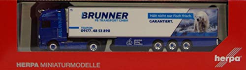 Herpa DAF XF SSC Euro 6 refrigerated semitrailer - PB Transporte / Brunner. 1:87