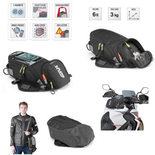 Honda VFR 800 °F 2019 – 2016 Bolsa Mochila de Paneles de litros para depósito Moto Universal con imanes y Correas 130 x 160 x 310 mm