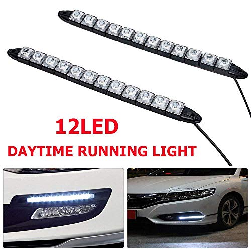 HugeAuto 2 x 12 LED luces diurnas coche DRL luz antiniebla impermeable 12 V conducción cabeza luces blanca-12 LED HugeAuto 2 x 12 LED luces diurnas coche DRL luz antiniebla impermeable 12 V conducción cabeza luces blanca-12 LED