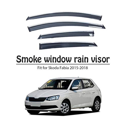 JHDS Derivabrisas para Skoda Fabia 2015 2016 2017 2018 Humo Window Rain Visor Styling Vent Deflectores Guardia Accesorios para Automóviles Lluvia Visera Deflectora