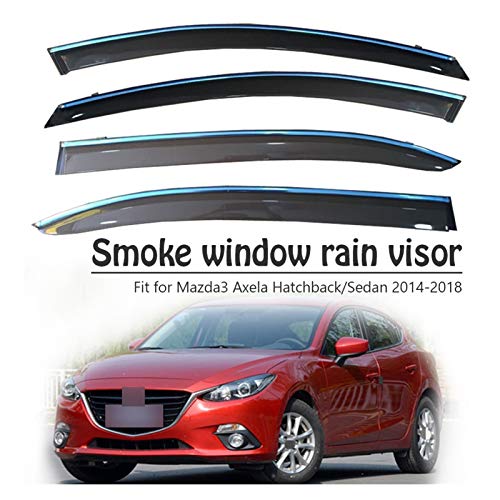 JIUTAI Derivabrisas para Mazda 3 Axela Hatchback/Sedan 2014 2015 2016 2017 2018 Viseras De Ventana Lateral Deflectores De Viento Visera De Lluvia Deflectores Viento y Lluvia