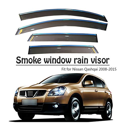 JIUTAI Derivabrisas para Nissan Qashqai 2008 2009 2010 2011 2012 2013 2014 2015 Humo Window Rain Vellante Deflectors Deflectores Viento y Lluvia