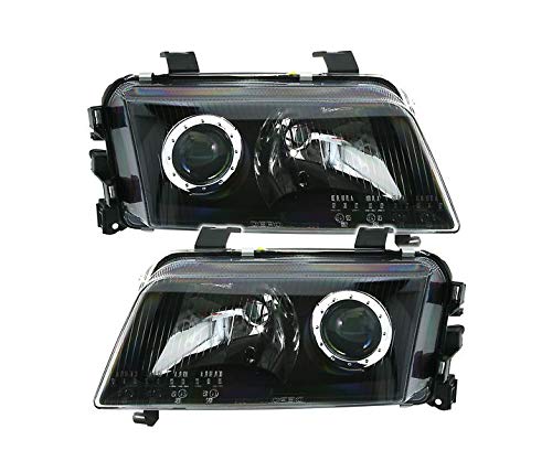 Juego de faros delanteros compatibles con Audi A4 B5 1994 1995 1996 1997 1998 1999 VP109 faros delanteros del lado del conductor y del pasajero TFL montaje de faros delanteros de coche LHD RHD negro Juego de faros delanteros compatibles con Audi A4 B5 1994 1995 1996 1997 1998 1999 VP109 faros delanteros del lado del conductor y del pasajero TFL montaje de faros delanteros de coche LHD RHD negro