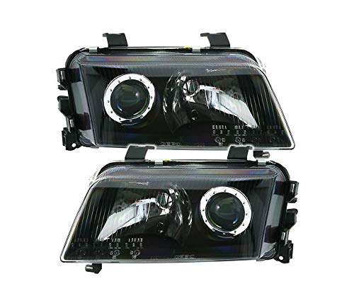 Juego de faros delanteros compatibles con Audi A4 B5 1994 1995 1996 1997 1998 1999 VP109 faros delanteros del lado del conductor y del pasajero TFL montaje de faros delanteros de coche LHD RHD negro