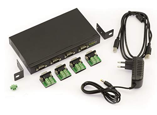 Kalea Informatique - Conversor USB a 4 puertos RS422 RS485, industrial, montaje en rack, interfaz RS-422 RS-485, cable a cable o conexión DB9