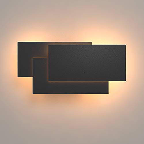 Klighten Aplique de pared Lámpara Moderno LED 24W Lámpara para Decoración del Hogar Pared Dormitorio Pasillo Entrada Blanco cálido 2700~3200K, Negro