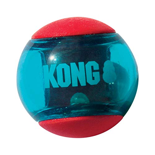 KONG - Squeezz Action Ball Rojo - Juguete sonoro para Buscar con Textura - para Perros de Raza Mediana