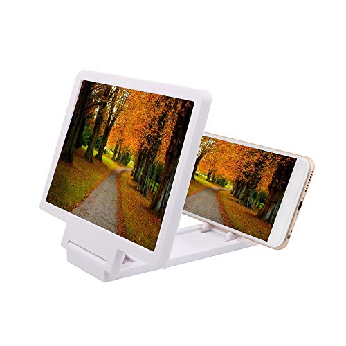 KONGZIR Pantalla del teléfono móvil Lupa Soporte Ampliar Soporte Plegable protección de Ojos de vídeo 3D Screen Display Amplificador expansor (Color : White)
