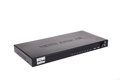 KUYiA Divisor HDMI, interruptor de vídeo de 1 en 8 salidas, concentrador distribuidor duradero alimentado por CA soporta vídeo Full HD y audio HDCP resolución 3D compatible con Xbox, PS3, PS4, reproductor Blu-Ray, HDTV, proyector