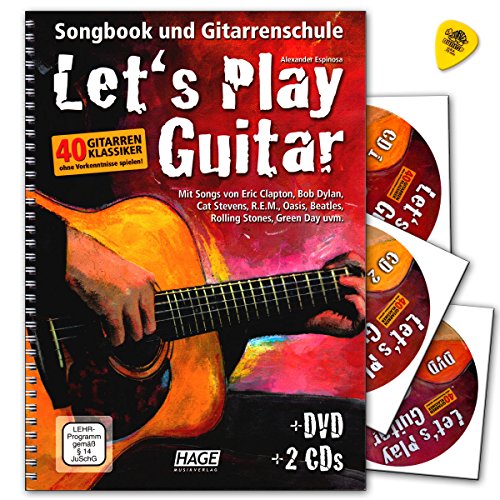 Let 's Play Guitar banda 1 con 2 CD, DVD y Dunlop Púa – Songbook y guitarra Escuela: Guitarra para aprender a Jugar con 40 guitarra clásicos – Verlag HAGE – eh3757 9783866261587