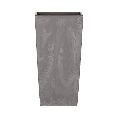 Maceta Alta 11,4 L Prosperplast Urbi Square Effect de plástico con depósito en Color Gris Claro, 37,5 (Alto) x 19,5 (Ancho) x 19,5 (Profundo) cms