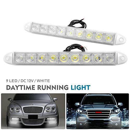 MASO Luz de circulación diurna 2 piezas 9 LED para conducción de coche DRL, luz antiniebla súper blanca 12 V