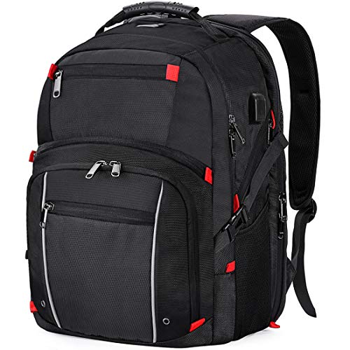 Mochila Portátil Hombre 17.3 Pulgadas Impermeable Puerto USB Viajes de Negocios Universidad Mochila Multiusos Daypacks Negro