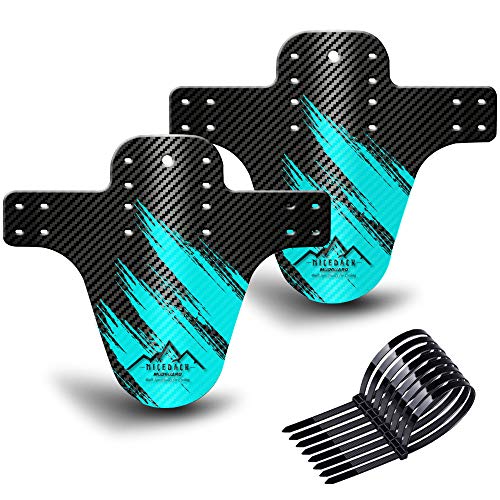 NICEDACK Guardabarros MTB, Guardabarros Bicicleta Montaña, MTB Mudguard Delantero y Trasero Compatible se Adapta a 26" 650B 27,5" 29 Pulgadas de Bici y Bicicleta Fat Mud Guard (Cian) NICEDACK Guardabarros MTB, Guardabarros Bicicleta Montaña, MTB Mudguard Delantero y Trasero Compatible se Adapta a 26" 650B 27,5" 29 Pulgadas de Bici y Bicicleta Fat Mud Guard (Cian)
