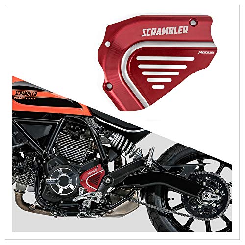Oldbones Cubierta de cadena de piñón delantero de motocicleta CNC para Ducati Scrambler Icon/Acelerador completo/Clásico/Urbano Enduro Style2 en rojo