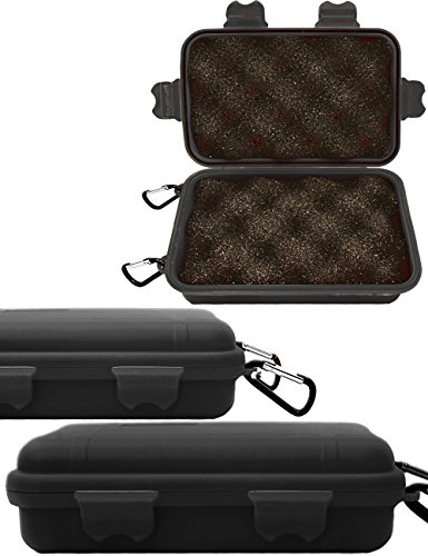 Outdoor saxx® – Storage Case con 2 x Mosquetón | impermeable Choque de protección, para cámara, teléfono móvil, equipo | Boot, esquiar, playa | 16 x 11 cm Negro