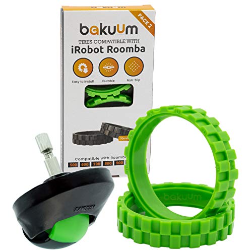 Pack 2 neumáticos + Rueda Delantera Color Verde para iRobot Roomba Series 500 600 700 800 900 i7 e5. Gran adherencia, antideslizante Pack 2 neumáticos + Rueda Delantera Color Verde para iRobot Roomba Series 500 600 700 800 900 i7 e5. Gran adherencia, antideslizante