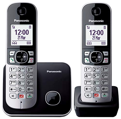 Panasonic KX-TG6852 Teléfono Fijo Inalámbrico Dúo con Manos Libres (Monitor de Bebes, Bloqueador de Llamadas, Modo No Molestar, Baja Radiación, Modo Eco) Plateado Panasonic KX-TG6852 Teléfono Fijo Inalámbrico Dúo con Manos Libres (Monitor de Bebes, Bloqueador de Llamadas, Modo No Molestar, Baja Radiación, Modo Eco) Plateado