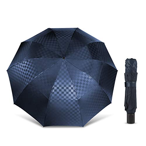 Paraguas de doble capa súper grande de 144 CM, para lluvia, mujeres, hombres, 4 paraguas de rejilla oscura, parasol de viaje familiar a prueba de viento para hombre, azul, Federación de Rusia