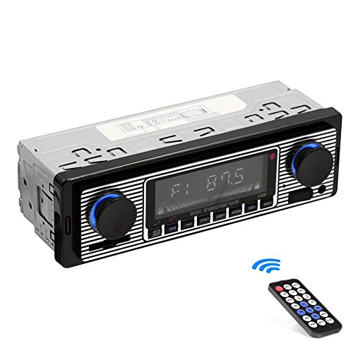 Radio Para Coche, Bluetooth Radio Coche Manos Libres, 2 Perilla Single Din 60wx4 Fm Manos Libres Radio Para Automóvil Oldtimer Mp3 Aux Usb U-disk Audio Con Control Remoto