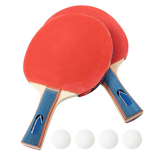 Raqueta de Tenis de Mesa, Raqueta de Ping-Pong Juego de 2 Jugadores Juego de Ping-Pong de Entrenamiento Duradero con 2 Raquetas y 4 Pelotas Equipamiento Deportivo(Long Handle)
