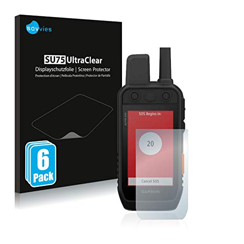 savvies Protector Pantalla Compatible con Garmin Alpha 200i K (6 Unidades) Pelicula Ultra Transparente