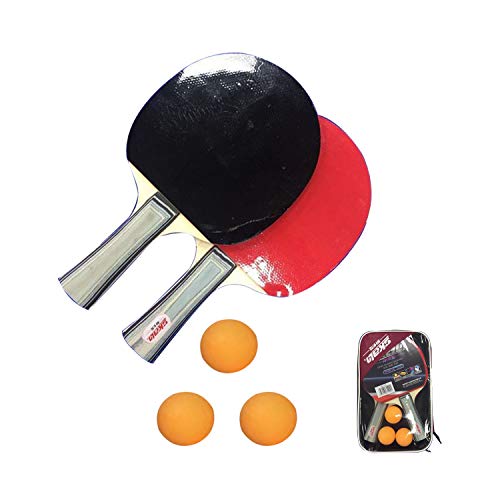Sets de Ping Pong, 2 Raquetas de Ping Pong + 3 Pelotas + 1 Bolsa, Profesionales Conjunto de Tenis de Mesa, Cómodo Mango | Esponja de Alta Elasticidad | Goma de Doble Cara