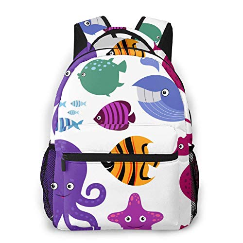 Shichangwei Mochila Escolar Cute Sea Creatures Cartoon Durable Kids Back To School Backpack Polyester Book Bag For Boys Girls Adults
