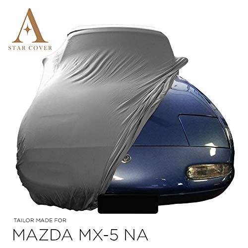 Star Cover Fundas DE Coche para EL Interior Compatible con Mazda MX-5 NA | Gris Cubierta | Lona Garaje para Auto | Funda DESCAPOTABLE, Veterano, Coche Deportivo | Entrega RÁPIDA