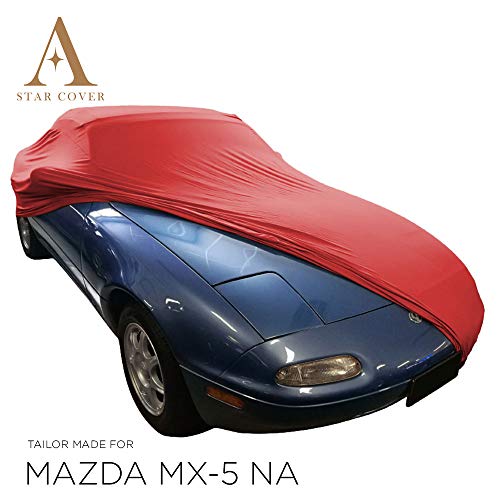 Star Cover Fundas DE Coche para EL Interior Compatible con Mazda MX-5 NA | Rojo Cubierta | Lona Garaje para Auto | Funda DESCAPOTABLE, Veterano, Coche Deportivo | Entrega RÁPIDA