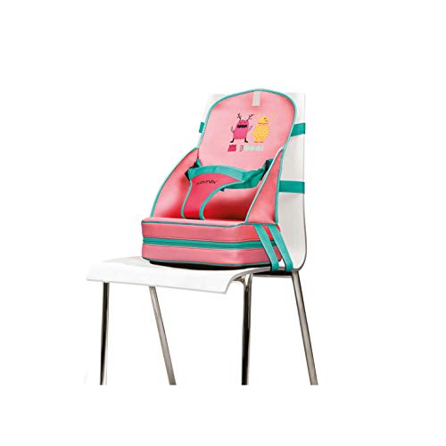 Suavinex - Alzador de Asiento Bebé con Diseño de Monstruitos BOOO. Trona de Viaje Portátil. Tejidos de Neopreno/Elevador +6 Meses, Color Rosa