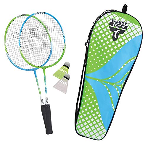 Talbot Torro Set de Badminton 2 Attacker Junior para Niños, 2 Raquetas Más Cortas 53 cm, 2 Volantes, en un Valioso Bolso, 449401