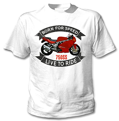 TEESANDENGINES Ducati 750 SS Camiseta Blanca para Hombre de Algodon Size Xxxlarge