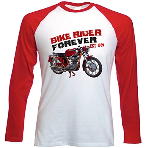 TEESANDENGINES Men's Ducati 200 Elite 1959 Camiseta DE Mangas ROJA LARGAS T-Shirt Size Xlarge