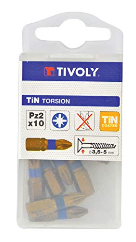TIVOLY 11522260200 - Juego de 10 puntas de destornillador para tornillos Pozidriv Pz2