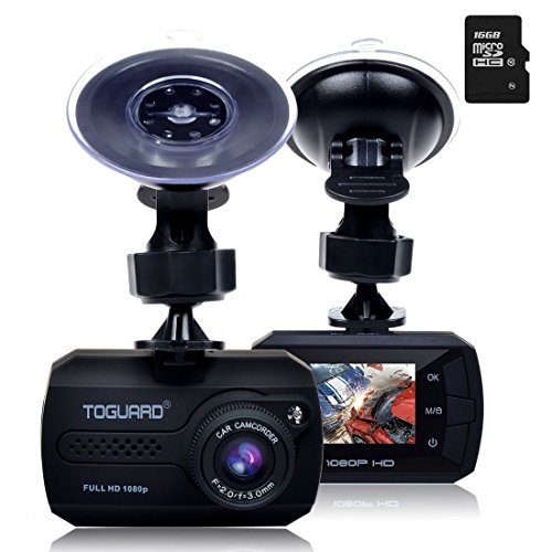TOGUARD Mini Full HD 1080p Coche Dash Cam DVR Integrado En Salpicadero Cámara G-sensor Grabadora De Detección De Movimiento, Visión Nocturna