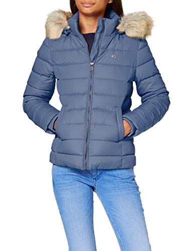 Tommy Jeans Tjw Basic Hooded Down Jacket Chaqueta, Turquoise (Faded Ink), L para Mujer