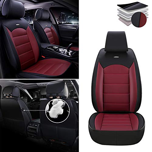 Tuqiang Fundas para asientos de coche para BMW X3 X5 E83 F1 325i 330i 328i E90 F22 528i, PU cuero impermeable funda de asiento de la fila delantera, estándares negro rojo