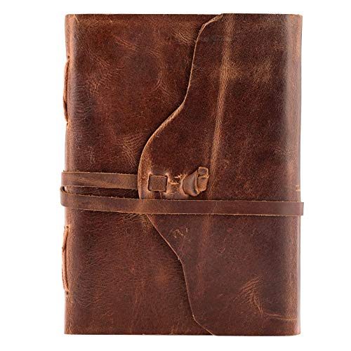 Urban Leather Book – Curved Cut Journal for Drawing Sketchbook Writing Notebook Daily Diary, 5 x 7 Inches Unlined